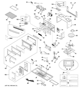 Microwave Diagram and Parts List for HVM1750SM1SS  General Electric Microwave