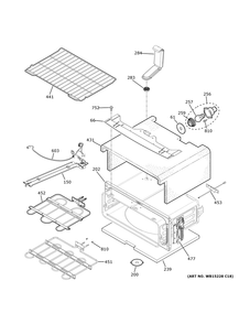 Upper Oven Diagram and Parts List for JB860BJATS  General Electric Range