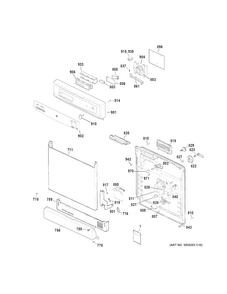 Escutcheon & Door Assembly Diagram and Parts List for GSD3340D45SA  General Electric Dishwasher
