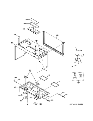 Interior Parts Diagram and Parts List for PVM9005FM2DS  General Electric Microwave Oven Combo