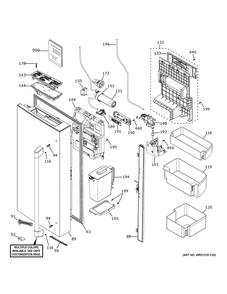 Left Door And Water Pitcher Diagram and Parts List for CGE29DP2TBS1  General Electric Refrigerator
