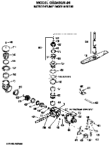Motor/pump Diagram and Parts List for GSD490M-01  General Electric Dishwasher