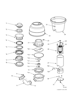 DISPOSER Diagram and Parts List for GFC722F-01  General Electric Food Waste Disposer