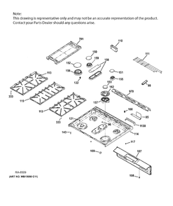 CONTROL PANEL & COOKTOP Diagram and Parts List for CC2S985SET8SS  General Electric Range