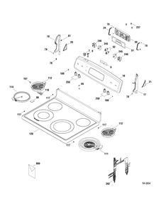 CONTROLS & COOKTOP Diagram and Parts List for ECBP82SP1SS  General Electric Range