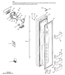 FREEZER DOOR Diagram and Parts List for ZISS420DXDSS  General Electric Refrigerator