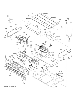 Control Panel Diagram and Parts List for CT9050EK3DS  General Electric Wall Oven