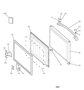 Freezer Door Diagram and Parts List for PDS18LBMWW  General Electric Refrigerator