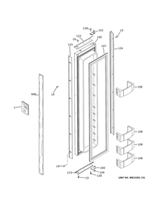 Freezer Door Diagram and Parts List for ZIS420NNKII  General Electric Refrigerator