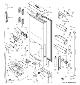 Dispenser Door Diagram and Parts List for PFE29PSDFSS  General Electric Refrigerator