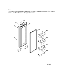 FF DOOR RIGHT Diagram and Parts List for PNE25JGKBKWW  General Electric Refrigerator