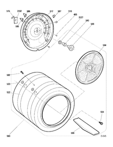 DRUM & HEATER Diagram and Parts List for UPSE810EH0WT  General Electric Dryer