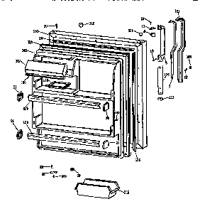 Fresh Food Door Diagram and Parts List for TBX18DASJRWH  General Electric Refrigerator