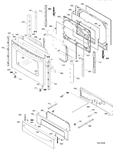 DOOR & DRAWER Diagram and Parts List for JCSP42SR3SS  General Electric Range