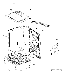 Cabinet And Top Panel Diagram and Parts List for GTD42GASJ3WW  General Electric Dryer