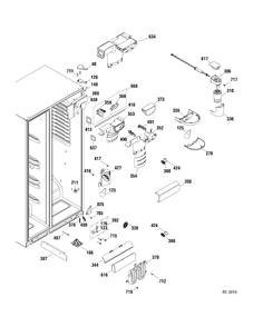FF SECTION Diagram and Parts List for 39639USXAGV  General Electric Refrigerator