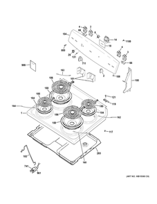 Control Panel And Cooktop Diagram and Parts List for RBS330DR2WW  General Electric Range