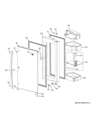 Part Location Diagram of WR71X32493 GE SWIVEL BIN BASE