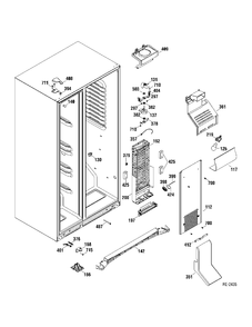 FREEZER SECTION Diagram and Parts List for GSR23KGTAWW  General Electric Refrigerator