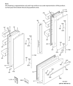 DOORS Diagram and Parts List for ZIPS360NHASS  General Electric Refrigerator
