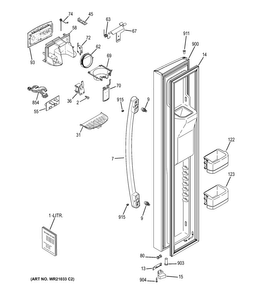 Freezer Door Diagram and Parts List for PSE26KGEGEWW  General Electric Refrigerator