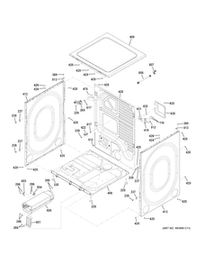 Cabinet & Top Panel Diagram and Parts List for GFD48ESPK0RR  General Electric Dryer