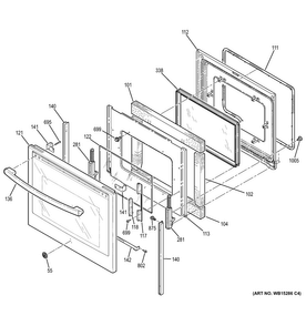 Door Diagram and Parts List for PS920SF2SS  General Electric Range