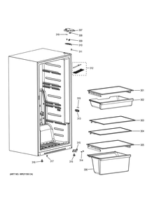 Cabinet & Shelves Diagram and Parts List for FUF14DLRCWW  General Electric Refrigerator