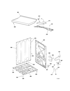 CABINET Diagram and Parts List for MTMX050EF2WW  General Electric Dryer