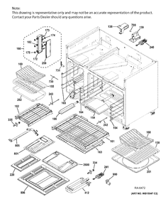 OVEN CAVITY PARTS Diagram and Parts List for ZGP486NDR4SS  General Electric Range