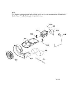 BLOWER AND DRIVE ASM DRYER Diagram and Parts List for GUAP270EM2WW  General Electric Dryer