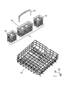 LOWER RACK Diagram and Parts List for EDW8311J01BB  General Electric Dishwasher