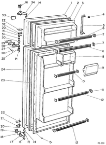 DOOR GROUP Diagram and Parts List for 32118-3  General Electric Refrigerator