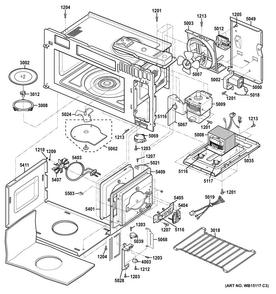 Interior Parts Diagram and Parts List for CVM1790XS2SL  General Electric Microwave