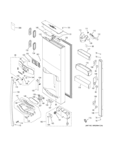 Dispenser Door Diagram and Parts List for PYE22PSHJSS  General Electric Refrigerator