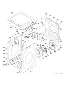 Cabinet & Top Panel Diagram and Parts List for GFW480SPK0DG  General Electric Washer