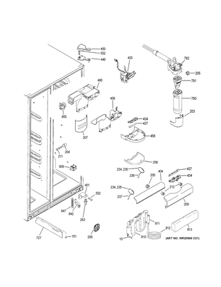Fresh Food Section Diagram and Parts List for GSS23HGHKCWW  General Electric Refrigerator