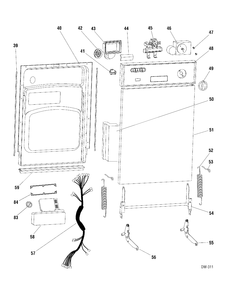 DOOR CONTROLS Diagram and Parts List for GSD1807K00WW  General Electric Dishwasher