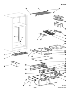 CABINET GROUP Diagram and Parts List for LXC18JEBRC-1  General Electric Refrigerator
