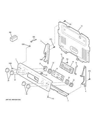 Control Panel Diagram and Parts List for JB625RK5SS  General Electric Range