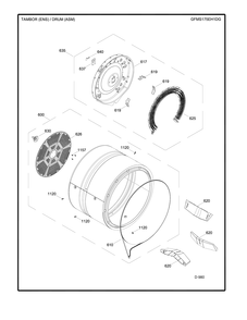 DRUM ASM Diagram and Parts List for GFMS175EH1DG  General Electric Dryer