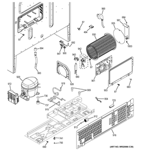 Machine Compartment Diagram and Parts List for PFH28PSHBSS  General Electric Refrigerator