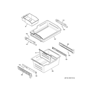 Freezer Shelves Diagram and Parts List for GDE25EYKJRFS  General Electric Refrigerator