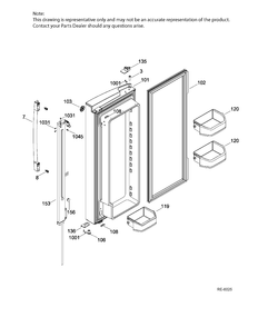 FF DOOR LFT Diagram and Parts List for GNR22DGEBFBB  General Electric Refrigerator