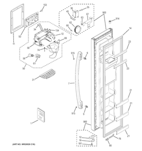 Freezer Door Diagram and Parts List for GSS20ESHDSS  General Electric Refrigerator