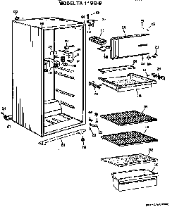Cabinet Parts Diagram and Parts List for TA11SGBLWH  General Electric Refrigerator