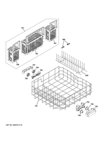 LOWER RACK ASSEMBLY Diagram and Parts List for GDF620HMJ4ES  General Electric Dishwasher