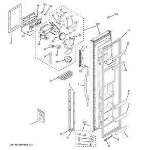 Freezer Door Diagram and Parts List for GSS22WGPCCC  General Electric Refrigerator