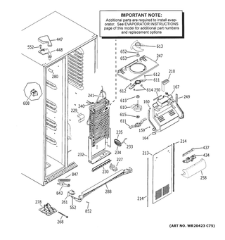 Freezer Section Diagram and Parts List for GSS25GGHLCBB  General Electric Refrigerator