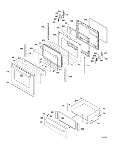 DOOR-DRAWER Diagram and Parts List for JCBP35SP3SS  General Electric Range